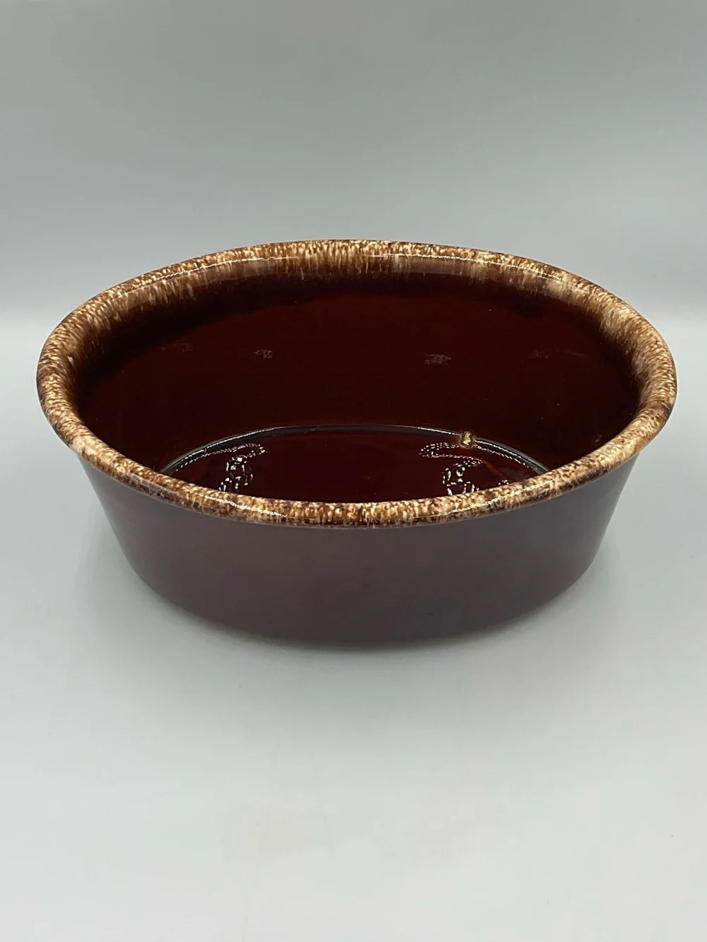 Vintage Hull Brown Drip House & Garden Mirror Brown Oval Glazed 2qt Baking Dish